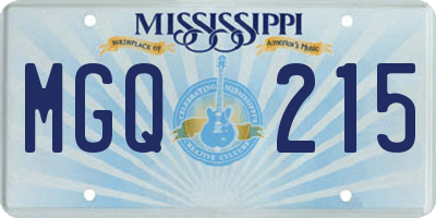 MS license plate MGQ215