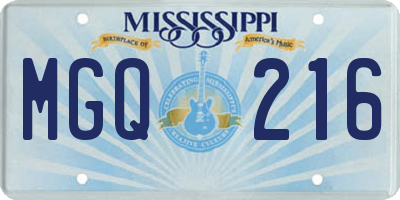 MS license plate MGQ216