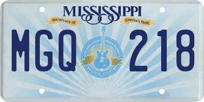 MS license plate MGQ218