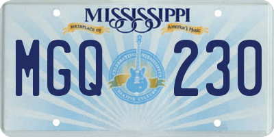 MS license plate MGQ230
