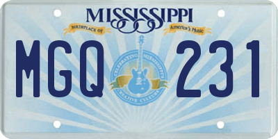 MS license plate MGQ231
