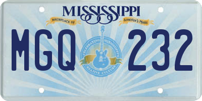 MS license plate MGQ232