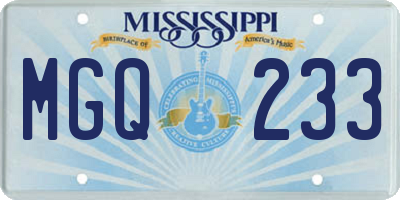 MS license plate MGQ233