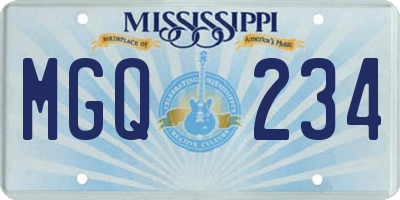 MS license plate MGQ234