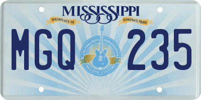 MS license plate MGQ235