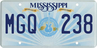 MS license plate MGQ238
