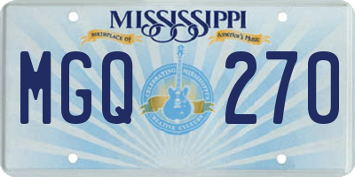 MS license plate MGQ270