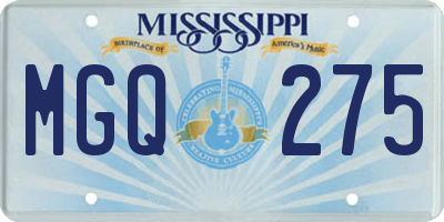 MS license plate MGQ275