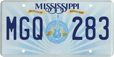MS license plate MGQ283