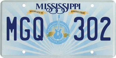MS license plate MGQ302
