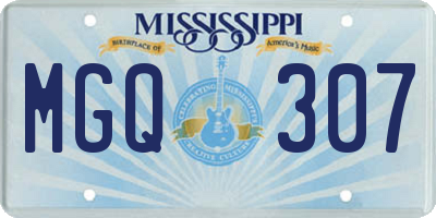 MS license plate MGQ307
