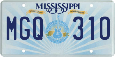 MS license plate MGQ310