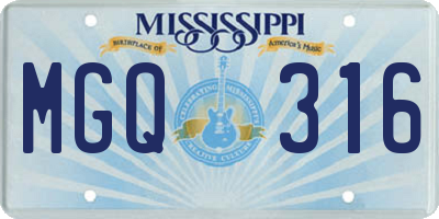 MS license plate MGQ316