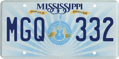 MS license plate MGQ332