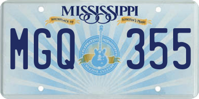 MS license plate MGQ355