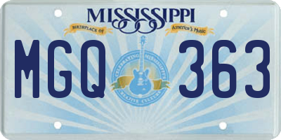 MS license plate MGQ363