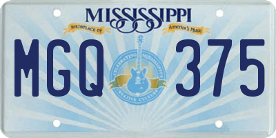 MS license plate MGQ375