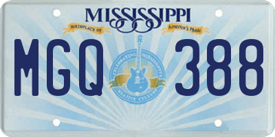 MS license plate MGQ388