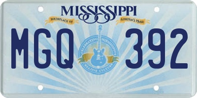 MS license plate MGQ392