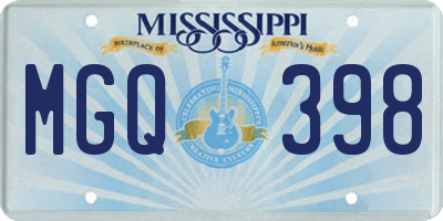 MS license plate MGQ398