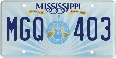 MS license plate MGQ403