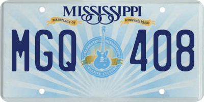 MS license plate MGQ408