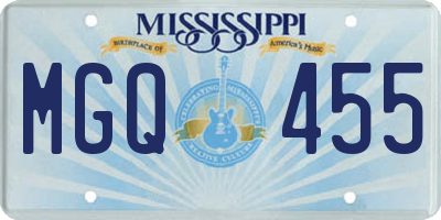MS license plate MGQ455