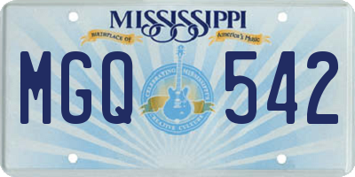 MS license plate MGQ542