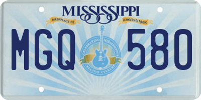 MS license plate MGQ580