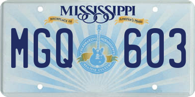 MS license plate MGQ603