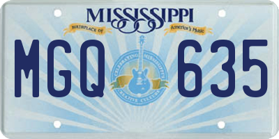MS license plate MGQ635