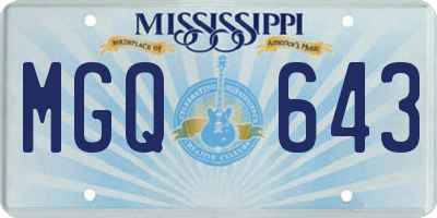 MS license plate MGQ643