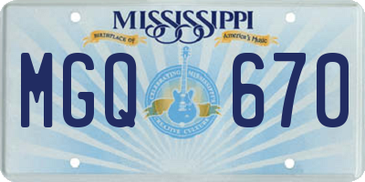 MS license plate MGQ670
