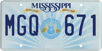 MS license plate MGQ671