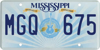 MS license plate MGQ675