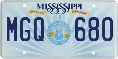 MS license plate MGQ680