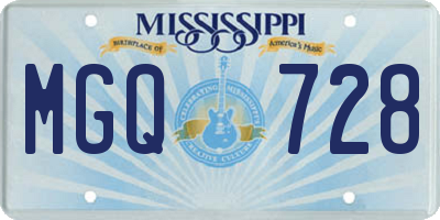 MS license plate MGQ728
