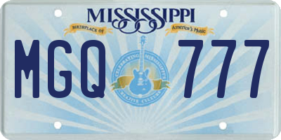 MS license plate MGQ777