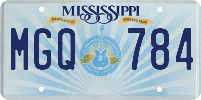 MS license plate MGQ784
