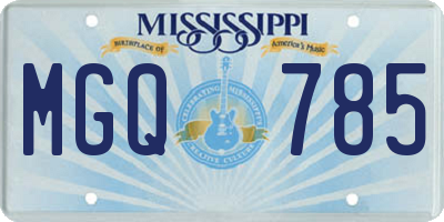 MS license plate MGQ785