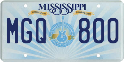 MS license plate MGQ800