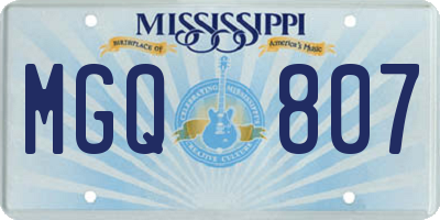 MS license plate MGQ807