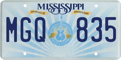 MS license plate MGQ835