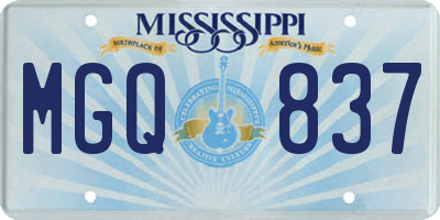 MS license plate MGQ837