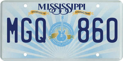 MS license plate MGQ860
