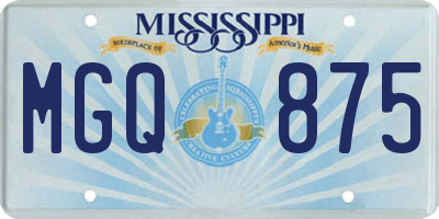 MS license plate MGQ875