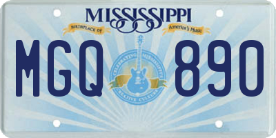 MS license plate MGQ890