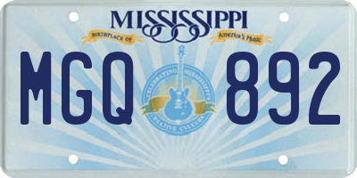 MS license plate MGQ892