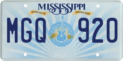 MS license plate MGQ920