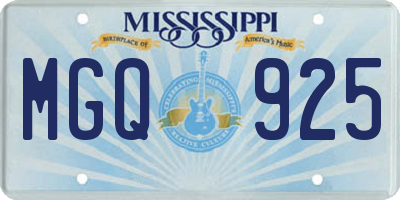 MS license plate MGQ925